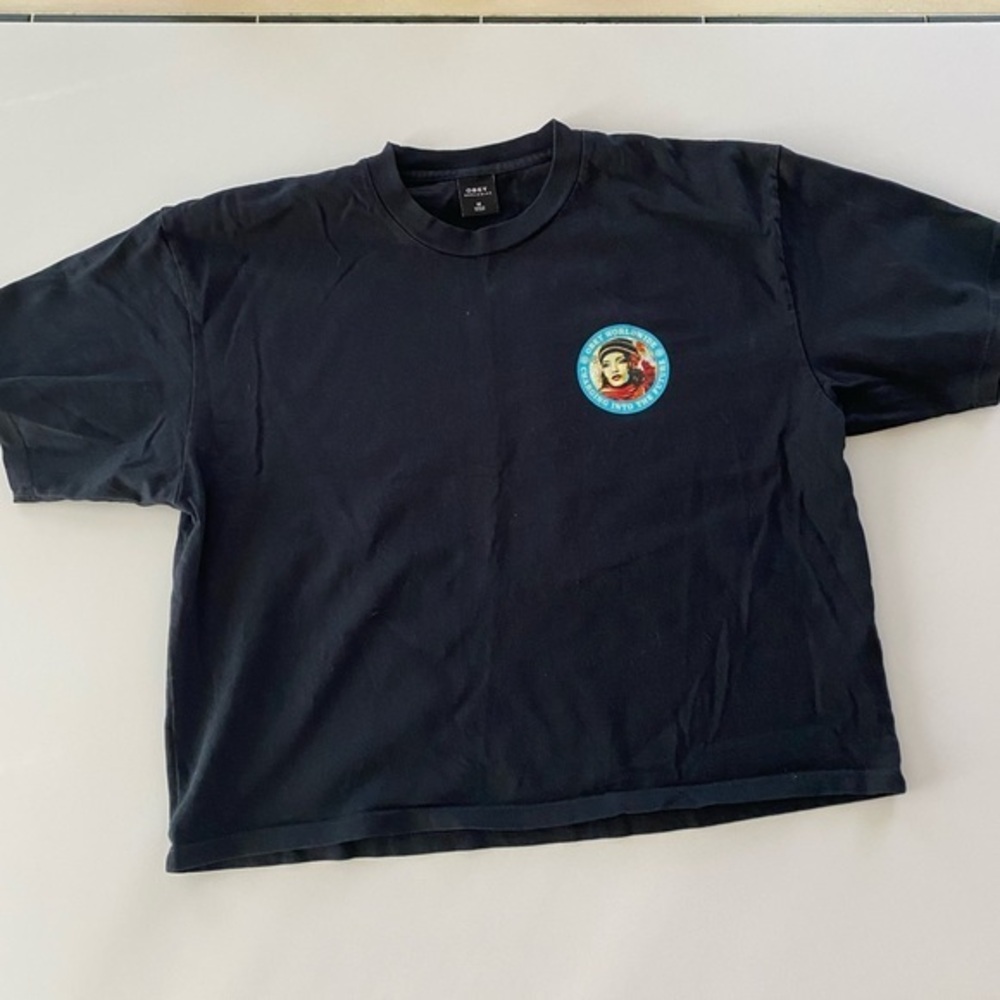 OBEY WORLDWIDE BLACK SHORT SLEEVE GRAPHIC T SHIRT SIZE MEDIUM